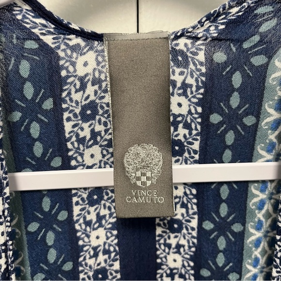 Vince Camuto Womens Paisley Kimono Boho Ruana Blue White Floral Shaw Cover Up - Picture 5 of 9